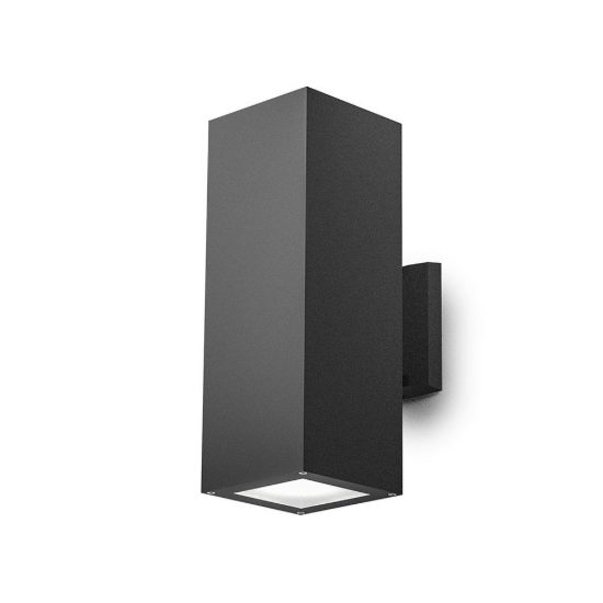Gea luce amon applique da esterno rettangolare biemissione grigio antracite 2xe27 ip65