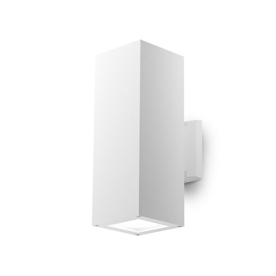 Gea luce amon applique da esterno rettangolare biemissione bianca 2xe27 ip65