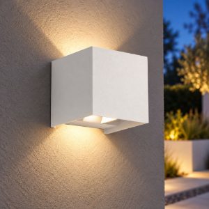 Gea luce ges1020 applique da esterno quadrata biemissione bianca led 2x5w cct 3000-5500k ip65