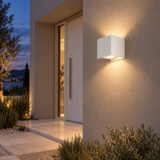 Gea luce ges1020 applique da esterno quadrata biemissione bianca led 2x10w cct 3000-5500k ip65