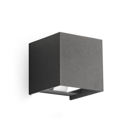 Gea luce ges1020 applique da esterno quadrata biemissione antracite led 2x10w cct 3000-5500k ip65