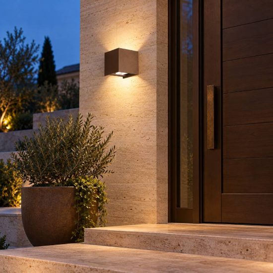 Gea luce ges1020 applique da esterno quadrata biemissione marrone led 2x10w cct 3000-5500k ip65