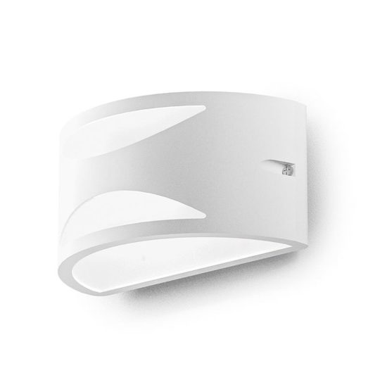 Gea luce ges1040 applique da esterno curva biemissione con decoro bianca e27 ip54