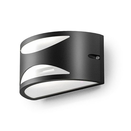 Gea luce ges1040 applique da esterno curva biemissione con decoro grigio antracite e27 ip54