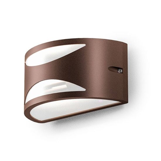 Gea luce ges1040 applique da esterno curva biemissione con decoro marrone e27 ip54