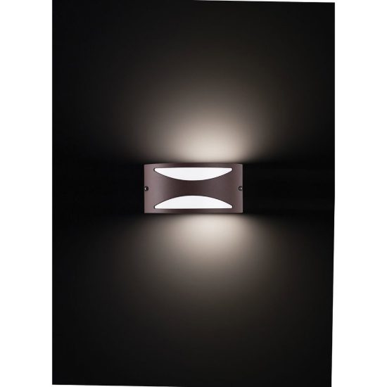 Gea luce ges1040 applique da esterno curva biemissione con decoro marrone e27 ip54