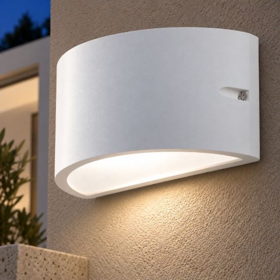 Gea luce ges1050 applique da esterno curva biemissione bianca e27 ip54