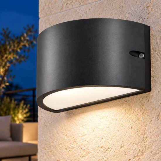 Gea luce ges1050 applique da esterno curva biemissione grigio antracite e27 ip54