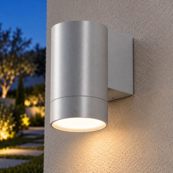 Gea luce ges1060 applique da esterno a cilindro monoemissione grigio alluminio gu10 ip54