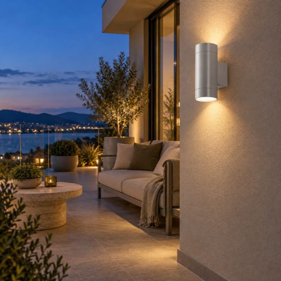 Gea luce ges1060 applique da esterno a cilindro monoemissione grigio alluminio gu10 ip54
