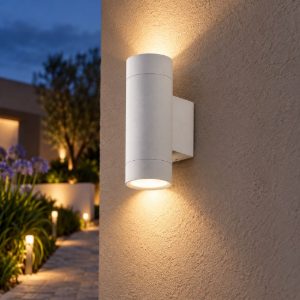 Gea luce ges1060 applique da esterno a cilindro biemissione bianca 2xgu10 ip54
