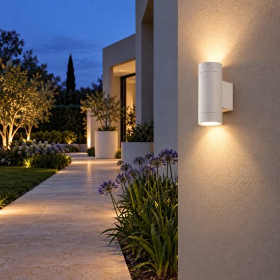 Gea luce ges1060 applique da esterno a cilindro biemissione bianca 2xgu10 ip54