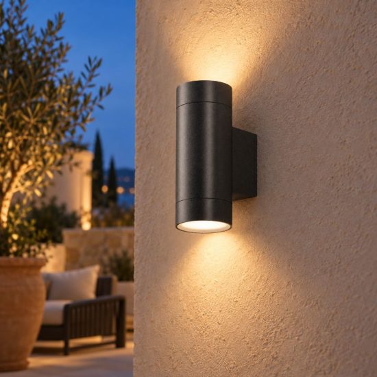 Gea luce ges1060 applique da esterno a cilindro biemissione grigio antracite 2xgu10 ip54