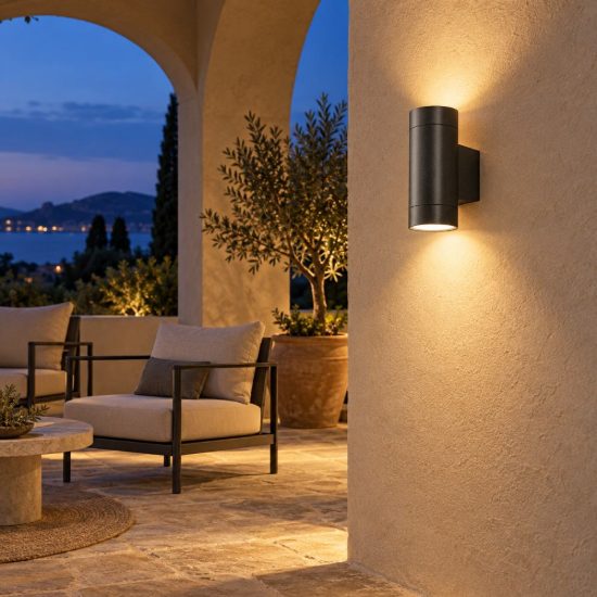 Gea luce ges1060 applique da esterno a cilindro biemissione grigio antracite 2xgu10 ip54