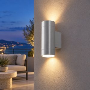 Gea luce ges1060 applique da esterno a cilindro biemissione grigio alluminio 2xgu10 ip54