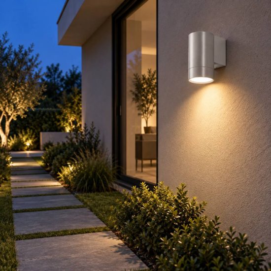 Gea luce ges1060 applique da esterno a cilindro biemissione grigio alluminio 2xgu10 ip54