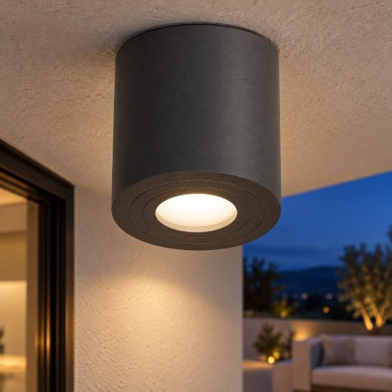 Gea luce sulis faretto da soffitto da esterno a cilindro grigio antracite gu10 ip65