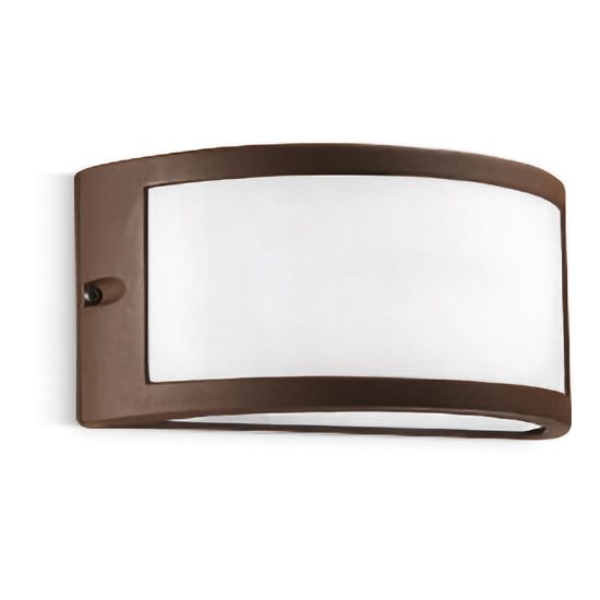 Gea luce ges140 applique da esterno curva biemissione marrone e27 ip54