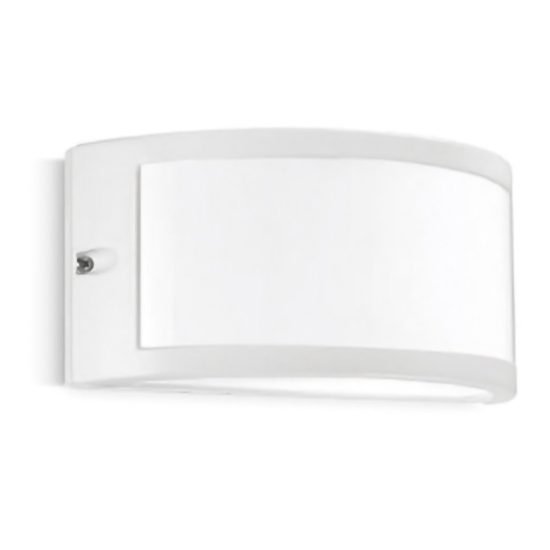 Gea luce ges140 applique da esterno curva biemissione bianca e27 ip54
