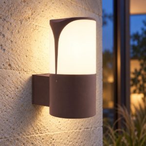 Gea luce ges713 applique da esterno a cilindro marrone e27 ip44