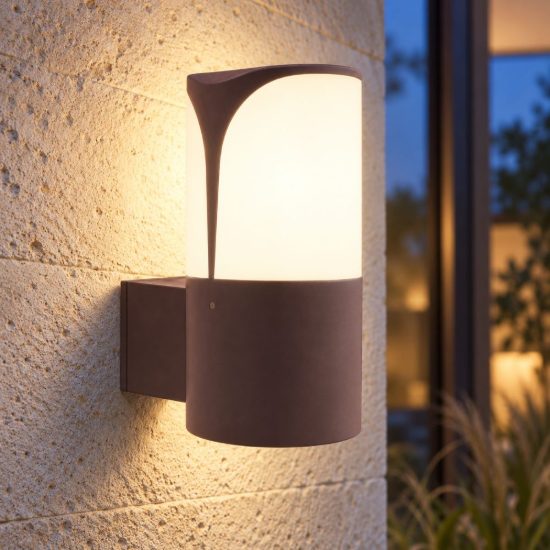 Gea luce ges713 applique da esterno a cilindro marrone e27 ip44