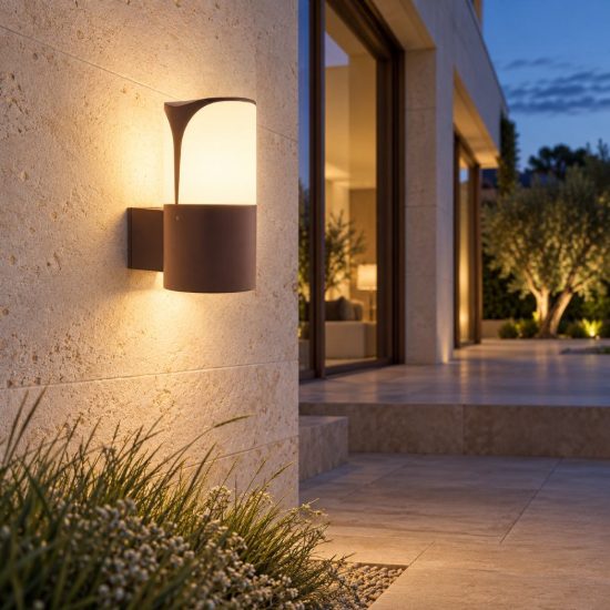 Gea luce ges713 applique da esterno a cilindro marrone e27 ip44