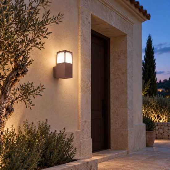 Gea luce ges2020 applique da esterno rettangolare marrone e27 ip44