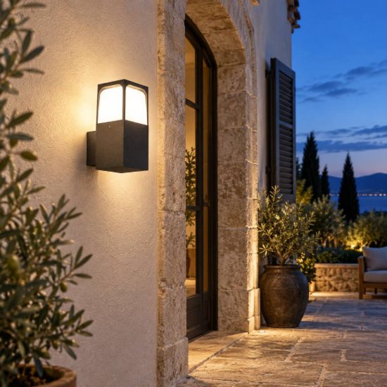 Gea luce ges2020 applique da esterno rettangolare grigio antracite e27 ip44
