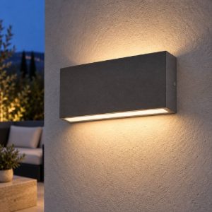 Gea luce ges2210 applique da esterno biemissione piccola antracite led 2x5w cct 3000-5000k ip65