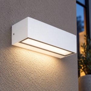 Gea luce ges2240 applique da esterno biemissione piccola bianca led 2x6w cct 3000-5000k ip65