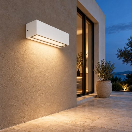 Gea luce ges2240 applique da esterno biemissione piccola bianca led 2x6w cct 3000-5000k ip65
