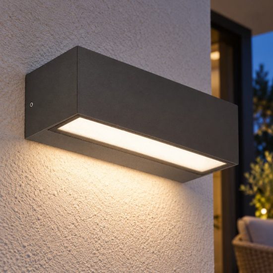 Gea luce ges2240 applique da esterno biemissione piccola antracite led 2x6w cct 3000-5000k ip65
