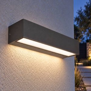 Gea luce ges2240 applique da esterno biemissione media antracite led 2x10w cct 3000-5000k ip65