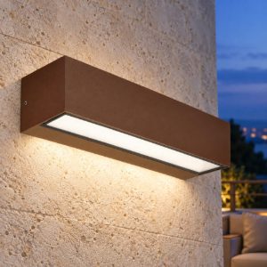 Gea luce ges2240 applique da esterno biemissione media marrone led 2x10w cct 3000-5000k ip65