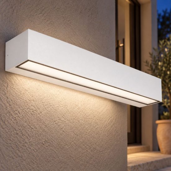 Gea luce ges2240 applique da esterno biemissione grande bianca led 2x18w cct 3000-5000k ip65