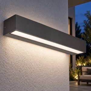 Gea luce ges2240 applique da esterno biemissione grande antracite led 2x18w cct 3000-5000k ip65