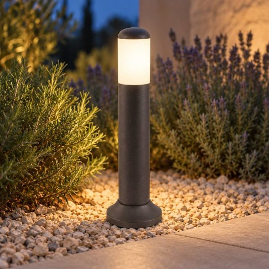 Gea luce ges2260 lampioncino da giardino paletto a cilindro antracite e27 ip54