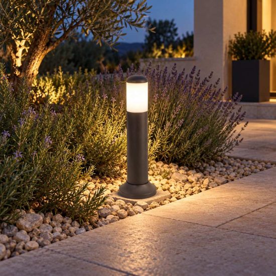 Gea luce ges2260 lampioncino da giardino paletto a cilindro antracite e27 ip54