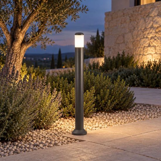 Gea luce ges2260 lampione da giardino paletto a cilindro antracite e27 ip54