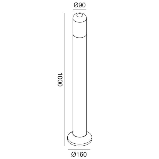 Gea luce ges2260 lampione da giardino paletto a cilindro antracite e27 ip54