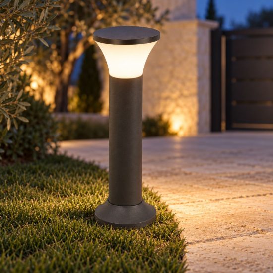 Gea luce ges2270 lampioncino da giardino paletto conico antracite e27 ip54