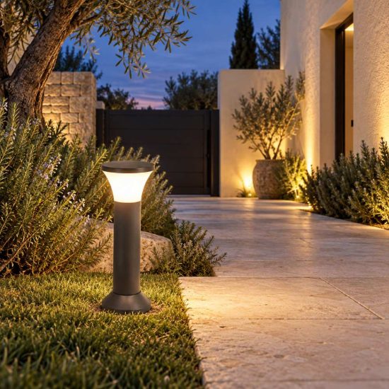 Gea luce ges2270 lampioncino da giardino paletto conico antracite e27 ip54
