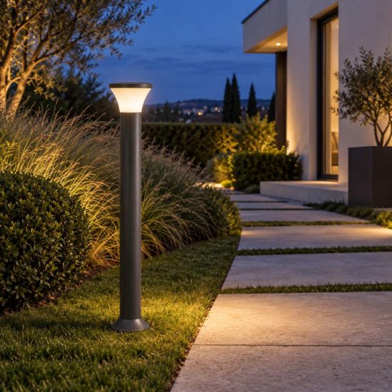 Gea luce ges2270 lampione da giardino paletto conico antracite e27 ip54