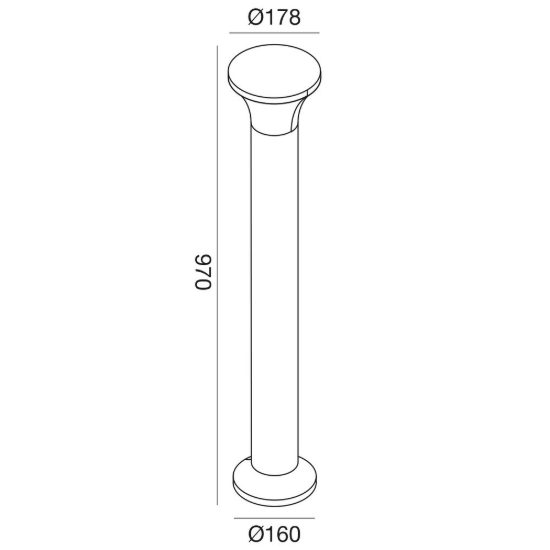 Gea luce ges2270 lampione da giardino paletto conico antracite e27 ip54