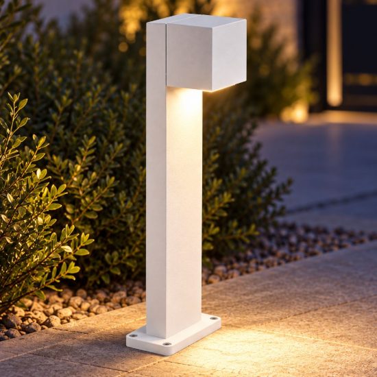 Gea luce ges2300 lampioncino da giardino paletto rettangolare bianco led 10w cct 3000-6500k ip65