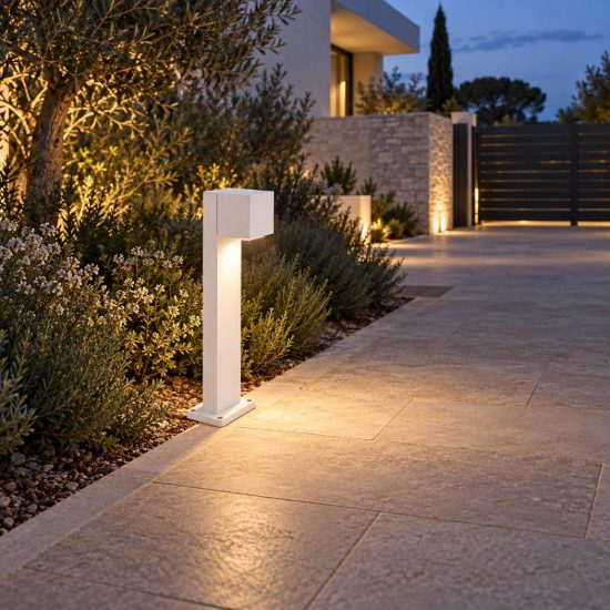 Gea luce ges2300 lampioncino da giardino paletto rettangolare bianco led 10w cct 3000-6500k ip65