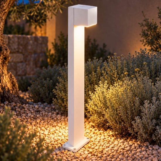 Gea luce ges2300 lampione da giardino paletto rettangolare bianco led 10w cct 3000-6500k ip65