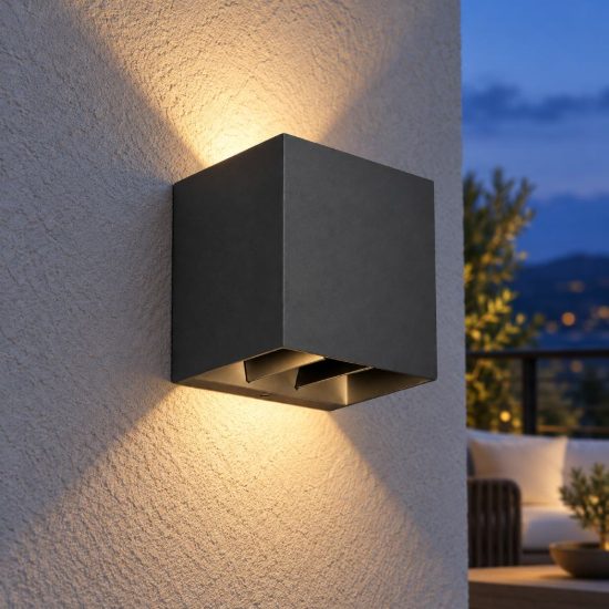 Gea luce ges2300 applique da esterno monoemissione antracite led 10w cct 3000-6500k ip65