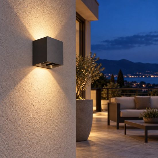 Gea luce ges2300 applique da esterno monoemissione antracite led 10w cct 3000-6500k ip65