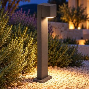 Gea luce ges2300 lampioncino da giardino paletto rettangolare antracite led 10w cct 3000-6500k ip65